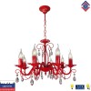 Люстра красная подвесная 8 ламп хрусталь Аврора S1242-8