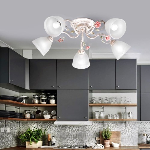 Люстра потолочная с цветами 5 плафонов S2186-5