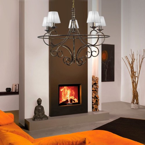 Люстра подвесная 5 ламп с абажурами дизайнерская S3128-5